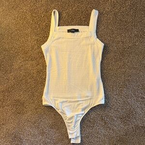 Lulus White Ribbed Bodysuit